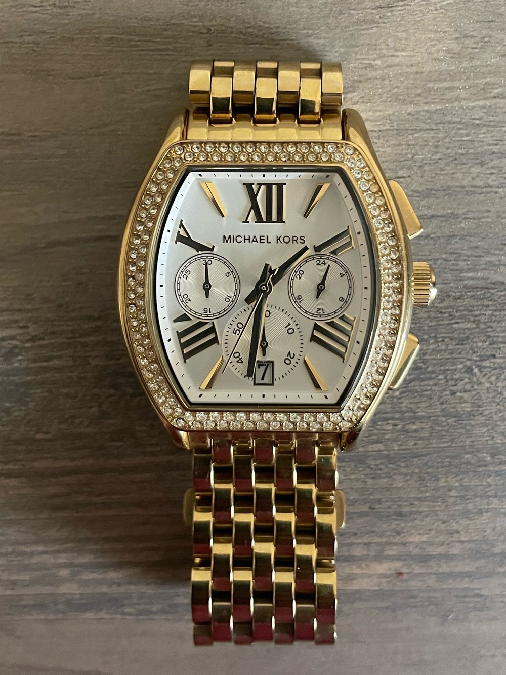 Michael Kors MK5898 Amherst Gold-Tone Crystal Chronograph Watch 38mm